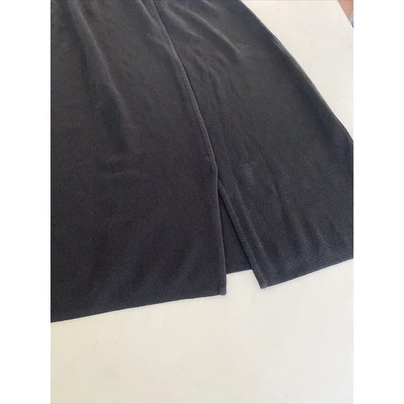 Exclusively Misook Skirt Black Pencil Straight Pull On Stretch Knitted Slit - Picture 2 of 6
